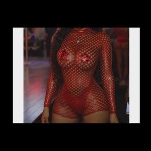 Red short bodysuit bartender